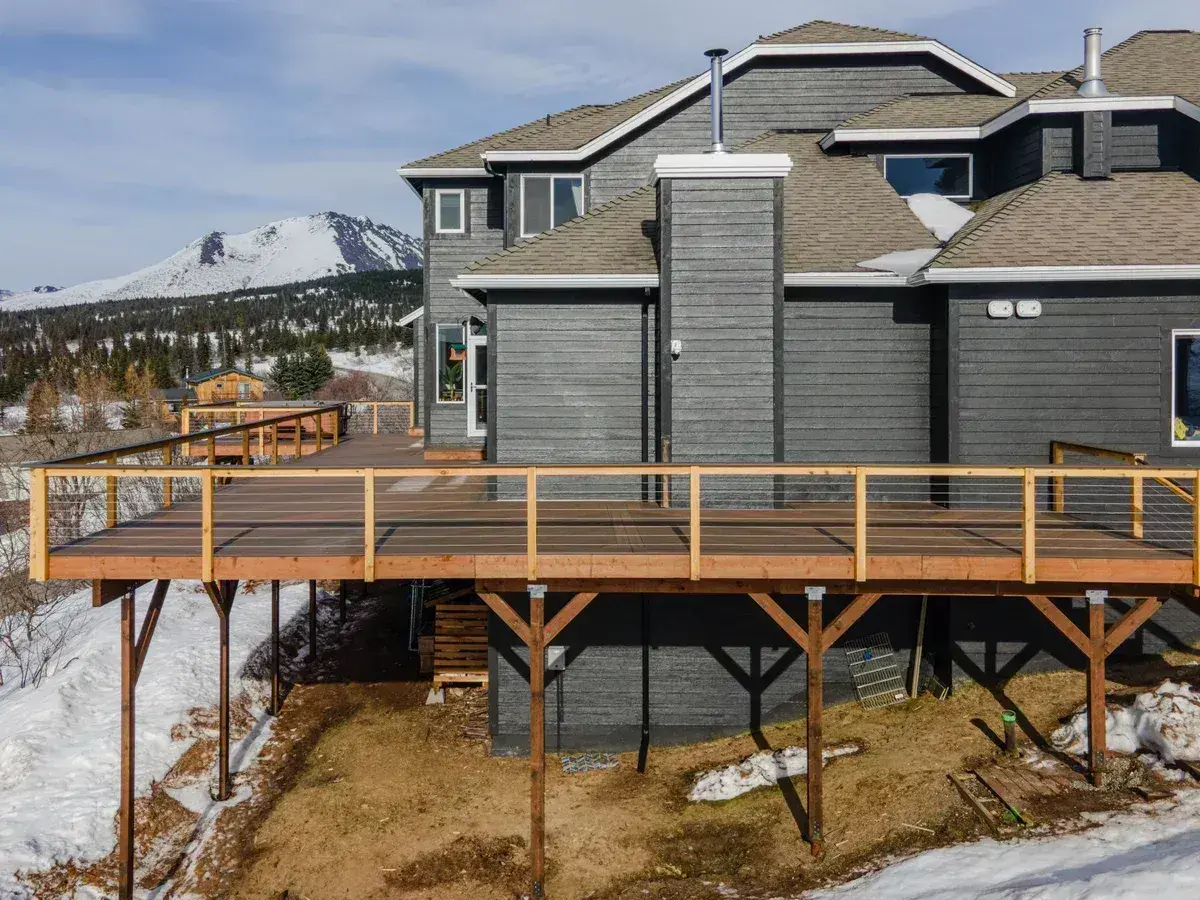 Wide aerial view of deck
