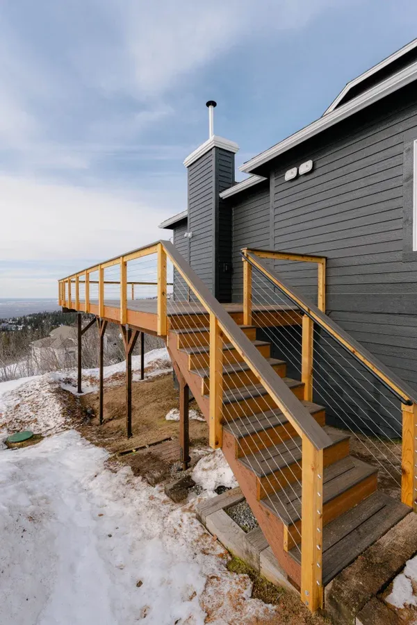 Custom deck evening view